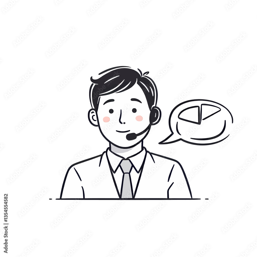 Helpdesk worker speaks about pie chart data
Helpdesk worker speaks about pie chart data