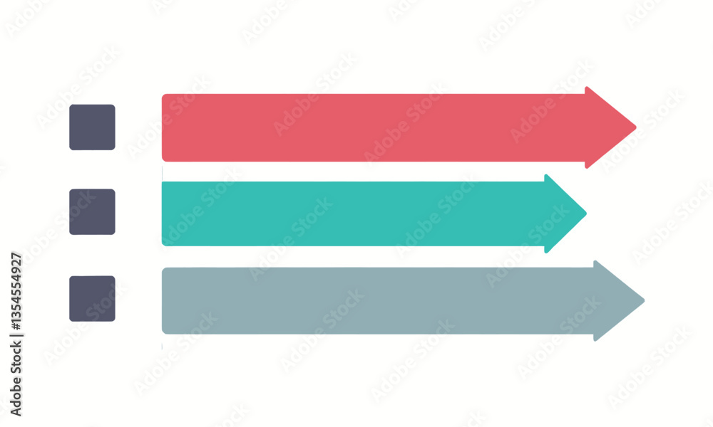 Infographic Arrows with Square Markers in Red, Teal, and Gray Infographic Arrows with Square Markers in Red, Teal, and Gray