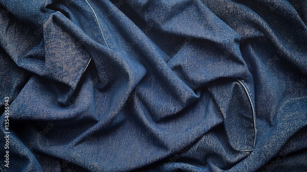 Hyper-Realistic Denim Fabric Mockup With Authentic Indigo Dye Variations and Textured Stitching Details Hyper-Realistic Denim Fabric Mockup With Authentic Indigo Dye Variations and Textured Stitching Details