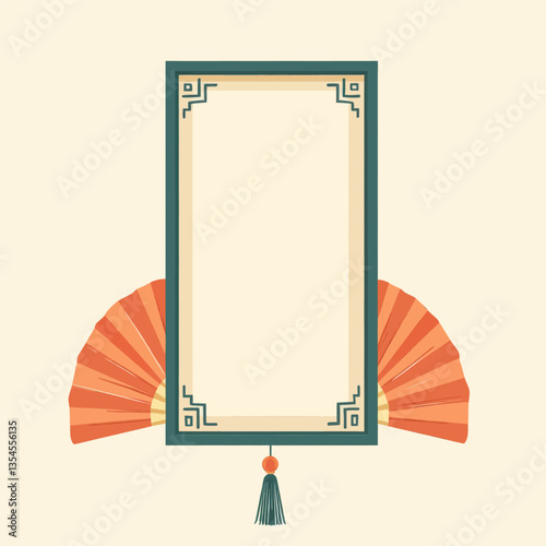 Ornate Asian frame with fans and tassel detail