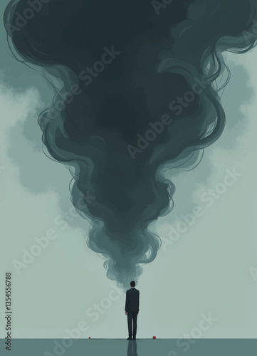 Person with Cloud of Smoke and Lost Roses
