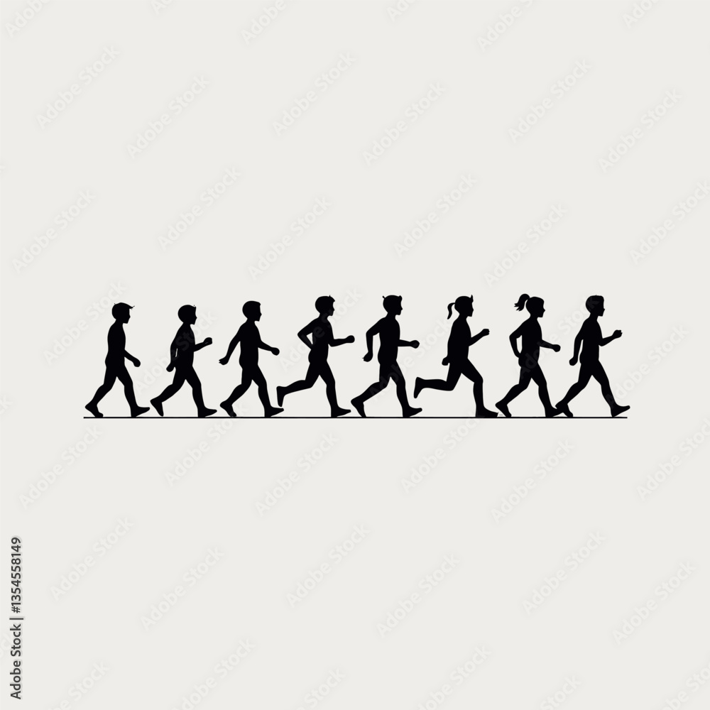 Silhouette of diverse people running group
Silhouette of diverse people running group