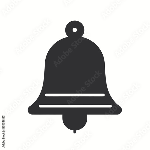 Simple black bell silhouette with clapper and ringer