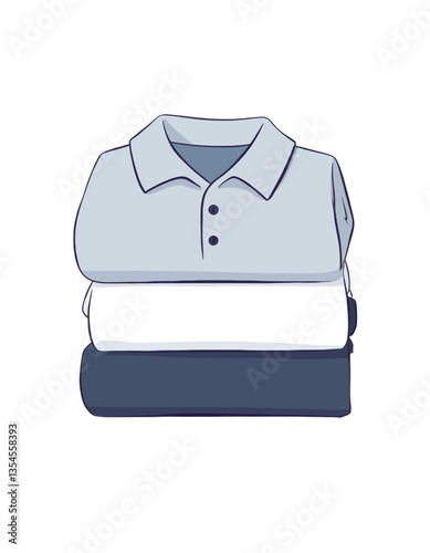 Stacked Light Blue, White, and Dark Blue Polo Shirts
