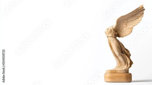 Elegant Wooden Sculpture of Winged Figure in Minimalist Style