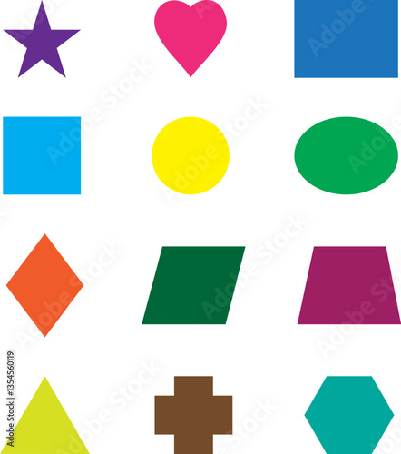 Educational geometric shapes set. Understanding of geometry poster for teaching and learning in school.
