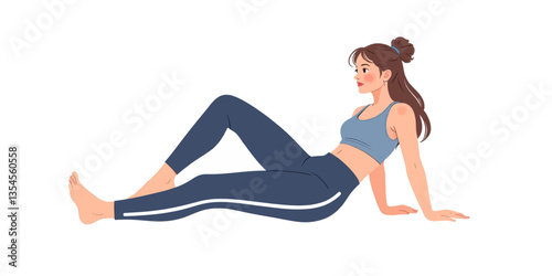 Woman in Activewear Leans Back, Resting After Workout