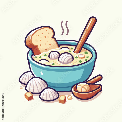 food, chowder, delicious, soup, clam, bowl, dinner, gourmet, potato, cream, meal, seafood, lunch, healthy, shellfish, creamy, fresh, cuisine, parsley, spoon, dish, milk, white, hot, american, bread, c