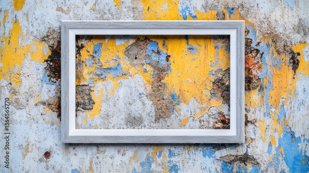 Naklejka premium Gray frame on weathered wall