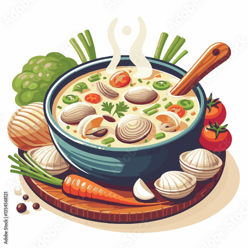 food, chowder, delicious, soup, clam, bowl, dinner, gourmet, potato, cream, meal, seafood, lunch, healthy, shellfish, creamy, fresh, cuisine, parsley, spoon, dish, milk, white, hot, american, bread, c