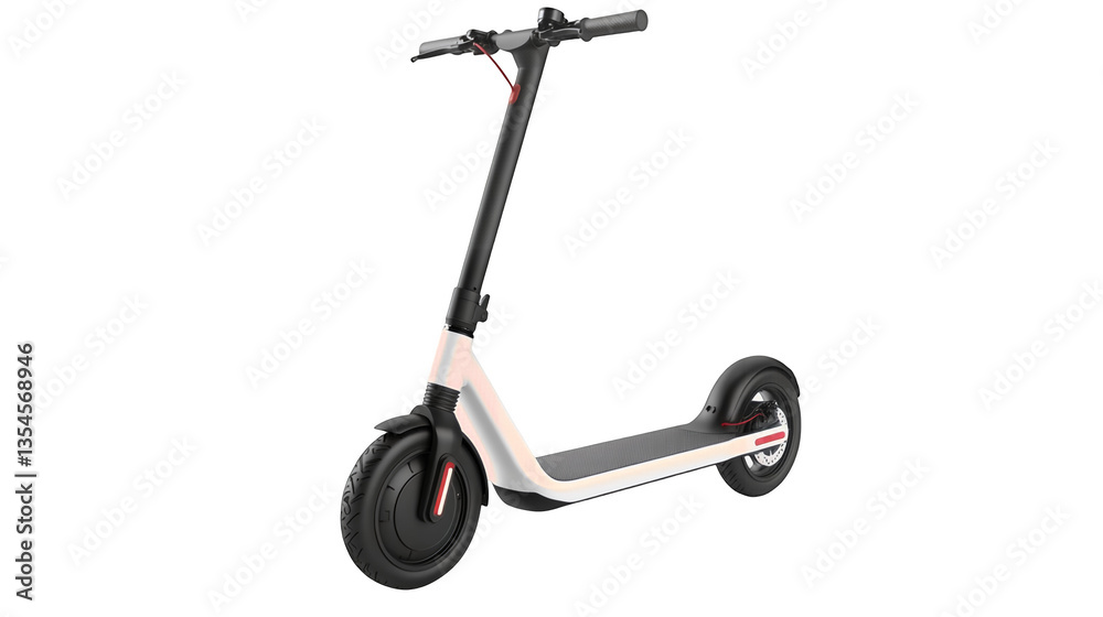 Modern electric scooter with a sleek frame and handlebars isolated on a transparent background Modern electric scooter with a sleek frame and handlebars isolated on a transparent background