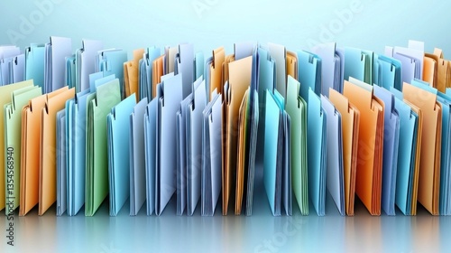 Colorful file folders in rows