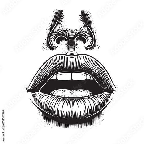 Minimalist woman’s mouth profile in an isolated vector design