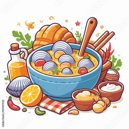 food, chowder, delicious, soup, clam, bowl, dinner, gourmet, potato, cream, meal, seafood, lunch, healthy, shellfish, creamy, fresh, cuisine, parsley, spoon, dish, milk, white, hot, american, bread, c