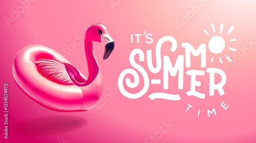 Summer web banner design celebrating summer holidays with beach inflatable elements