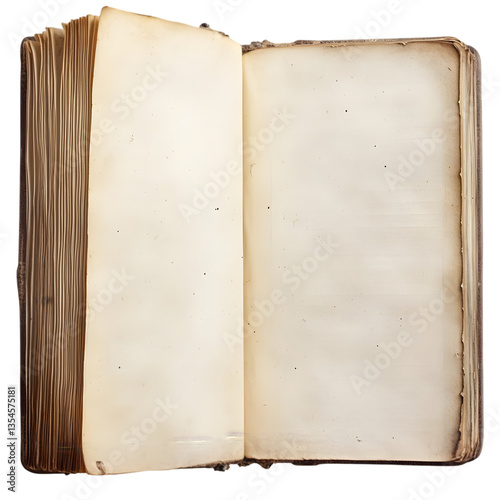 An empty, antique book with yellowed pages, waiting to be filled with stories and knowledge, perfect for backgrounds and creative projects.