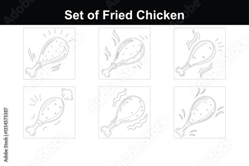 Minimalist Fried Chicken Icon in Modern Line Art