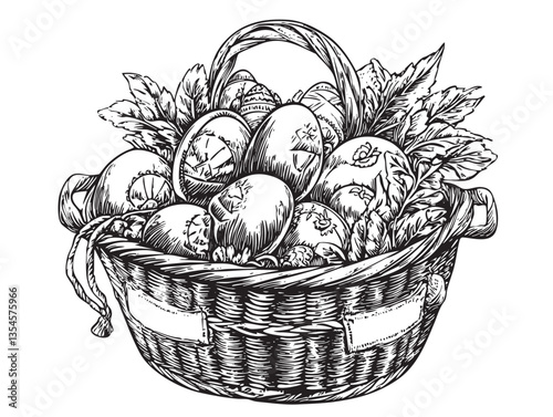 Festive artwork of an Easter basket highlighting springtime confections