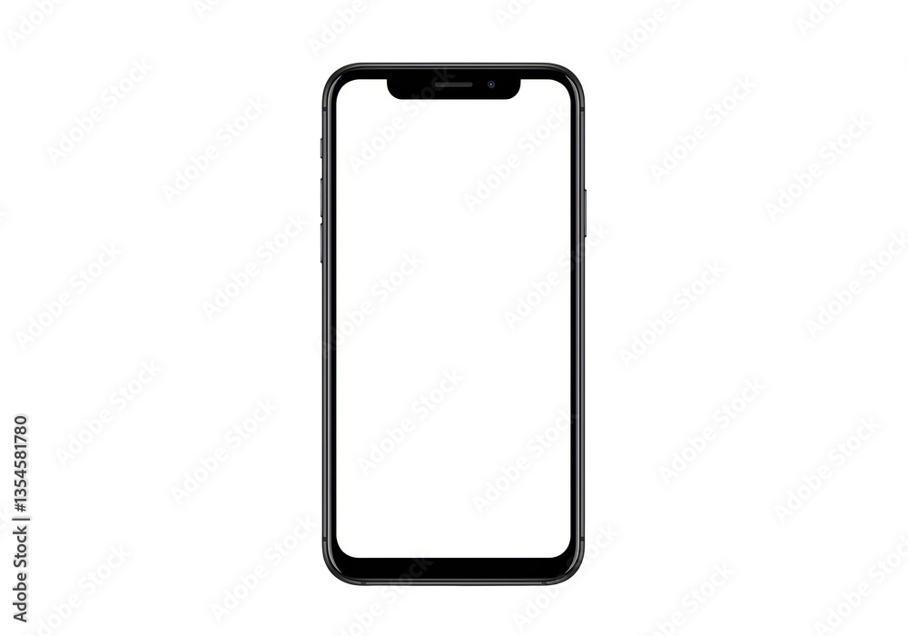 Isolated Black Smartphone with Blank White Screen Isolated Black Smartphone with Blank White Screen
