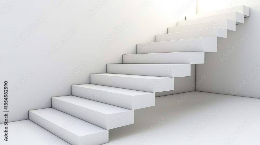 Modern, minimalist stairway in a bright, empty room Modern, minimalist stairway in a bright, empty room
