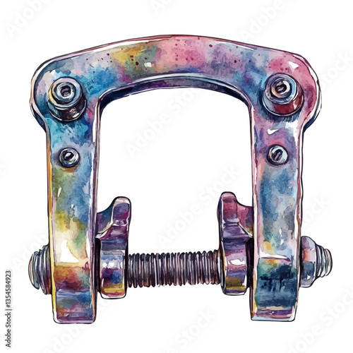 watercolor vector of Clamp, isolated on a white background.
