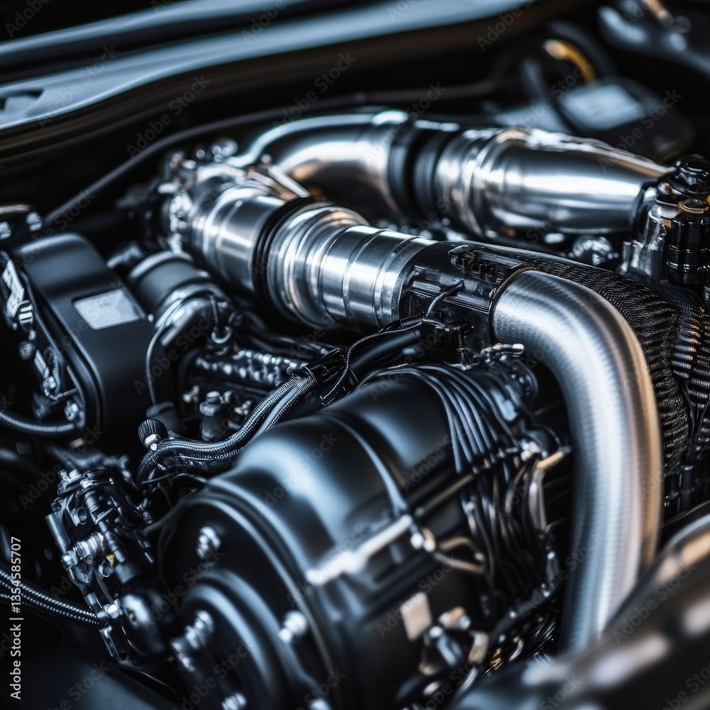 Close-up of an advanced mechanical engine component in a factory Close-up of an advanced mechanical engine component in a factory