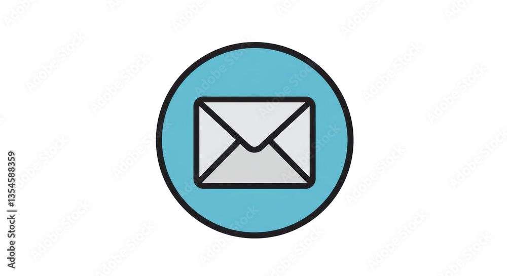 Isolated Classic Paper Envelope Icon in Teal Circle Isolated Classic Paper Envelope Icon in Teal Circle