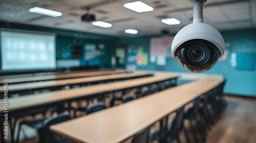 Security surveillance camera monitoring in a modern classroom setting