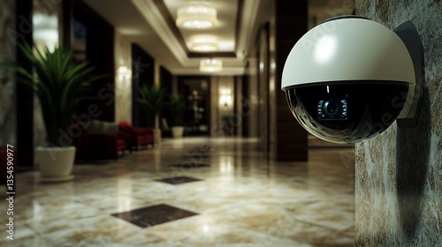 High-Tech Security: Surveillance Camera in a Luxurious Interior Setting