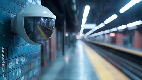 Security camera monitoring a subway platform offering a sense of safety