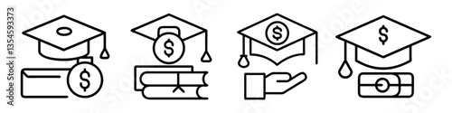 education loan icon, education loan line art - simple line art of education loan, perfect for education loan logos and icons