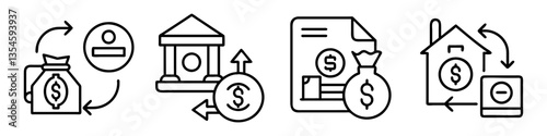 loan repayment icon, loan repayment line art - simple line art of loan repayment, perfect for loan repayment logos and icons