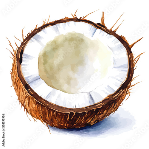 watercolor of Coconut Slice, isolated on a white background.
