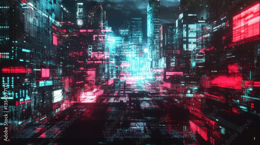A glitch effect distorts pixels for a futuristic NFT visual A glitch effect distorts pixels for a futuristic NFT visual