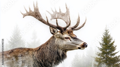 Majestic Stag in Misty Forest photo