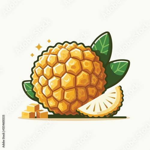 breadfruit, food, background, fresh, nature, tropical, plant, leaf, healthy, fruit, organic, natural, green, exotic, garden, sweet, delicious, vegetarian, agriculture, white, foliage, summer, illustra