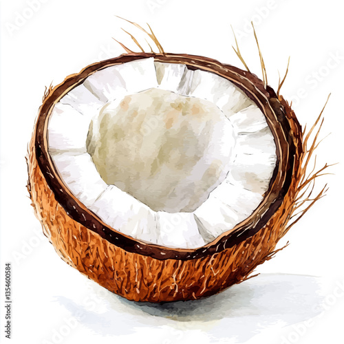 watercolor of Coconut Slice, isolated on a white background.