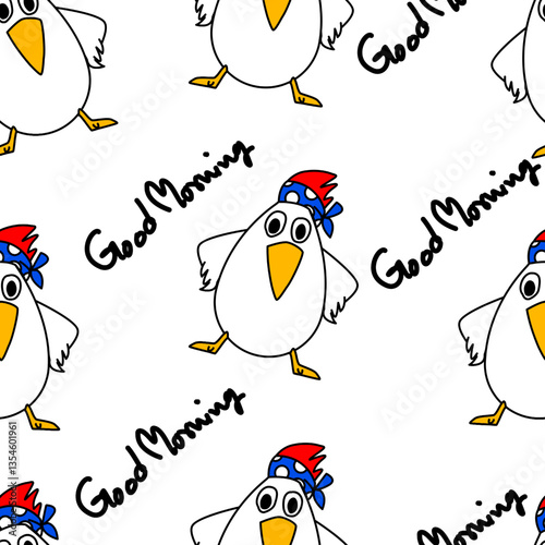 cartoon chicken pattern.Perfect for textile, wallpaper or nursery print.seamless vector cartoon pattern