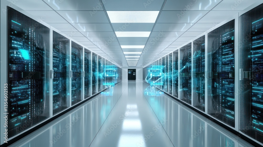 Modern Data Center Server Room Corridor Modern Data Center Server Room Corridor
