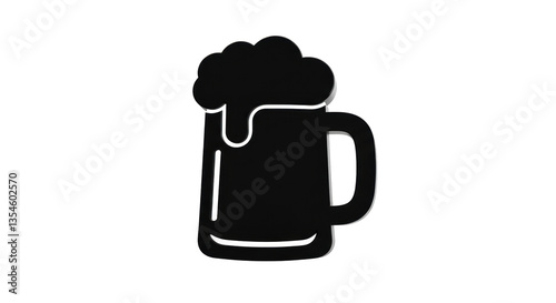 Isolated Black Beer Mug with Frothy Head