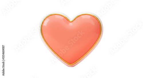 Isolated Glossy Heart with Golden Border