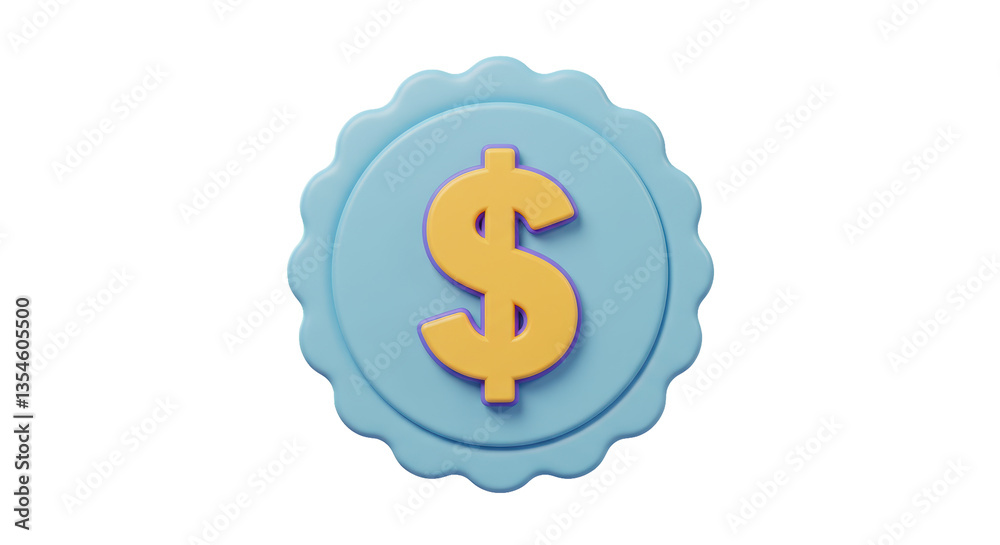 Isolated Light Blue Badge with Dollar Sign Isolated Light Blue Badge with Dollar Sign