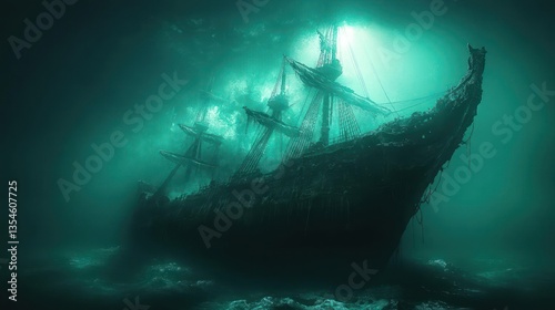 Sunlit sunken vessel