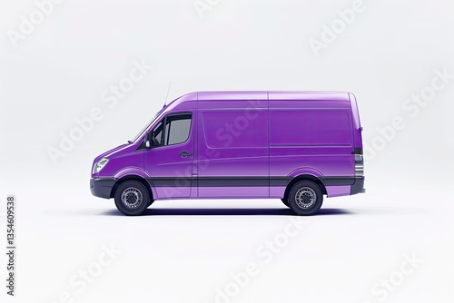 Violet Van on a White Background a Small Commercial Car Delivery Van Courier Delivery 3D Rendering