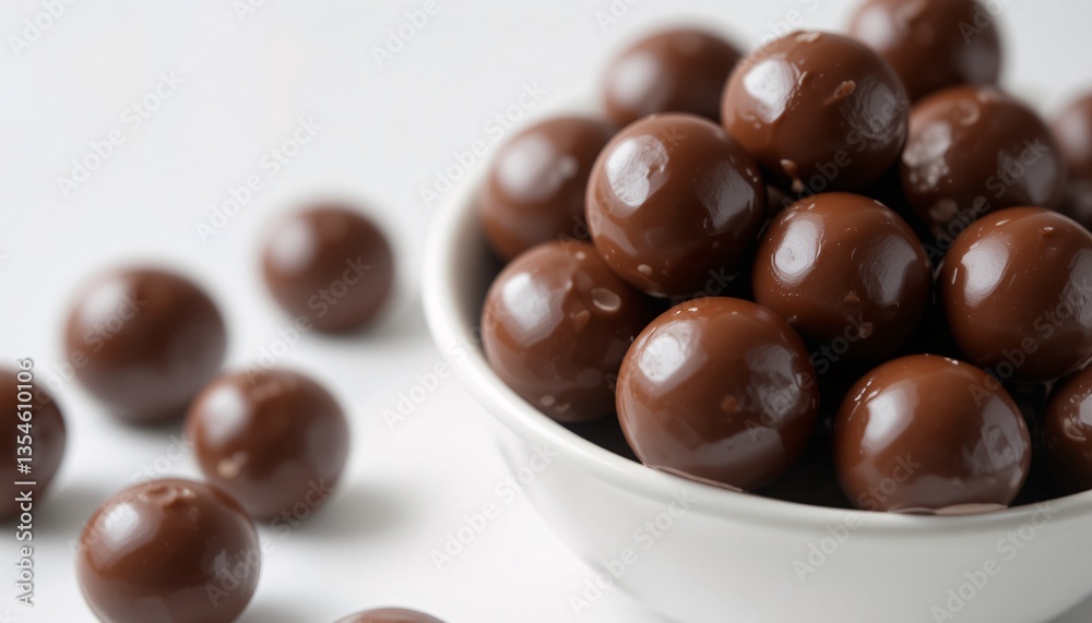 Chocolate Malted Balls in Bowl, Close up of delicious chocolate malted balls. Chocolate Malted Balls in Bowl, Close up of delicious chocolate malted balls.