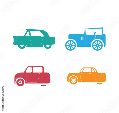 Set of colored vehicles design