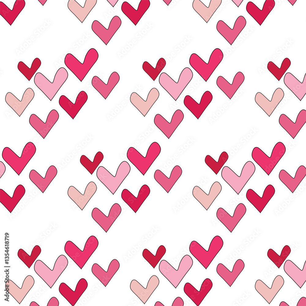 Pink heart pattern on white background