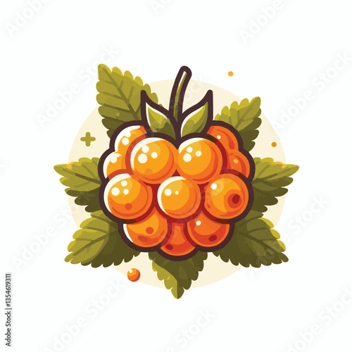 berry, cloudberry, food, natural, nature, healthy, fresh, background, organic, isolated, ripe, juicy, fruit, summer, illustration, orange, green, sweet, vitamin, leaf, nordic, plant, red, forest, tast