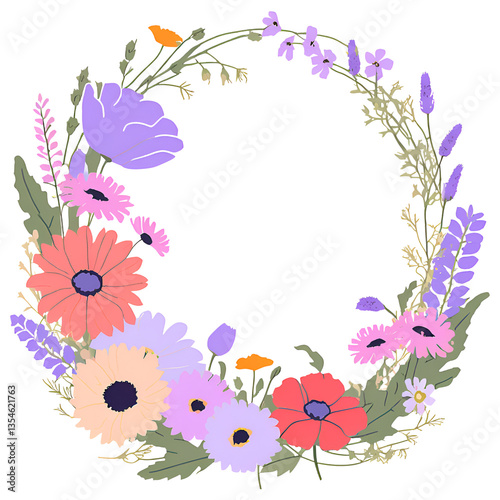 frame with flowers and butterflies