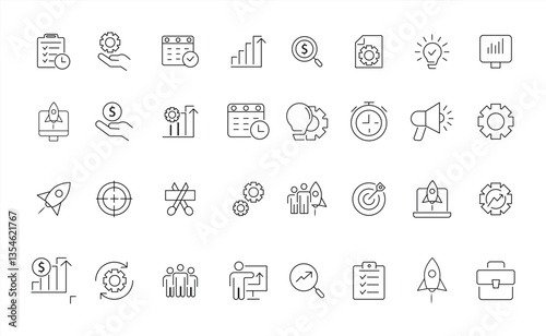 set of startup launch icon. contain business, innovation, investment, teamwork, growth, launch icon collections. vector illustration